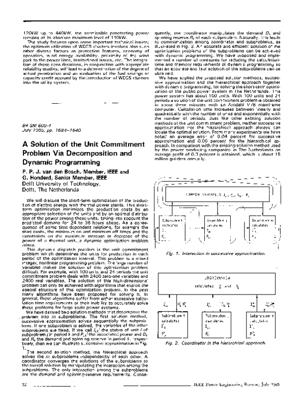 (PDF) A Solution of the Unit Commitment Problem Via Decomposition and ...
