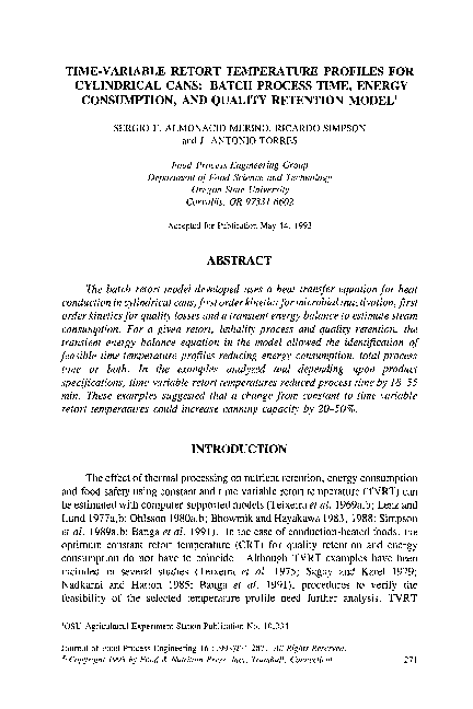 (PDF) TIME-VARIABLE RETORT TEMPERATURE PROFILES FOR CYLINDRICAL CANS ...