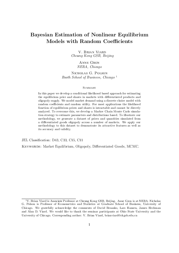(PDF) Bayesian estimation of nonlinear equilibrium models with random ...