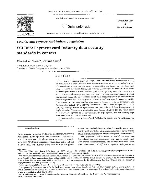 (PDF) PCI DSS: Payment card industry data security standards in context