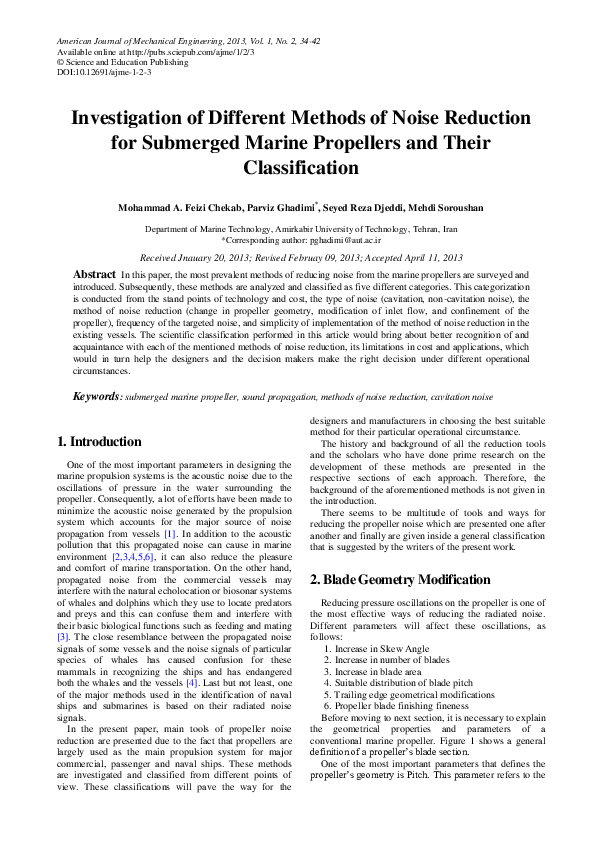 (PDF) Investigation of Different Methods of Noise Reduction for ...
