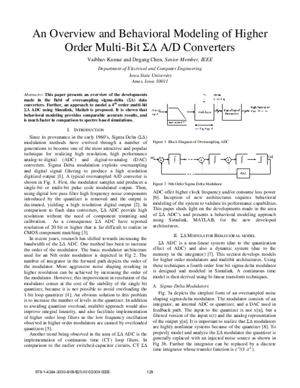 (PDF) An overview and behavioral modeling of higher order multi-bit ΣΔ ...