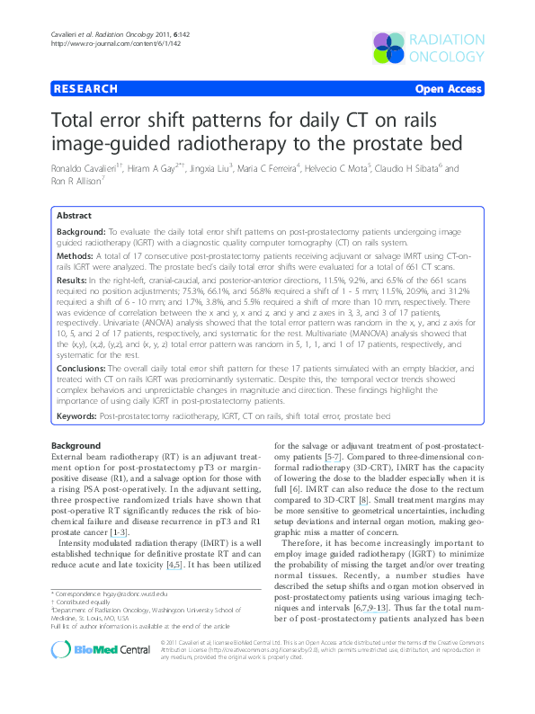 (PDF) Daily CT Error Patterns in Prostate IGRT