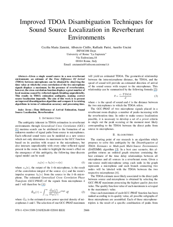 (PDF) Improved TDOA disambiguation techniques for sound source ...