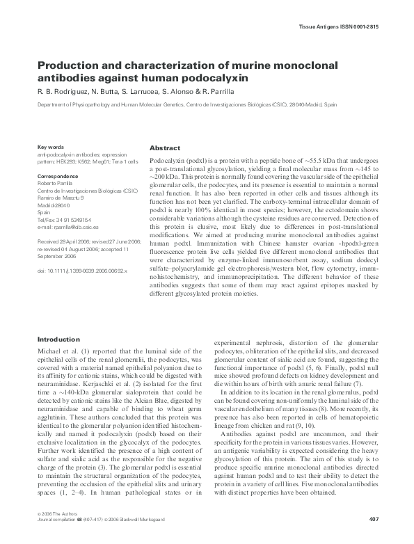(PDF) Production and characterization of murine monoclonal antibodies ...