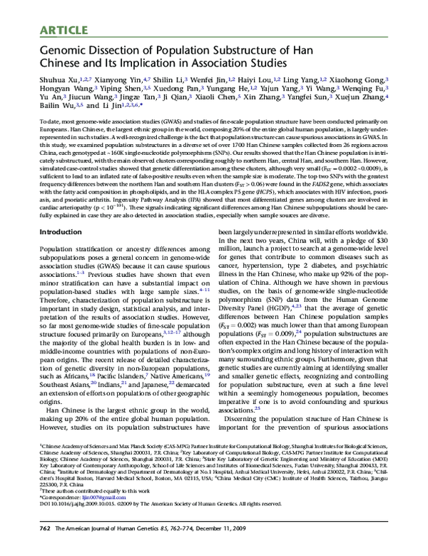 (PDF) Genomic dissection of population substructure of Han Chinese and ...