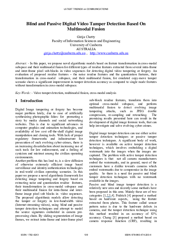 (PDF) Blind and passive digital video tamper detection based on ...