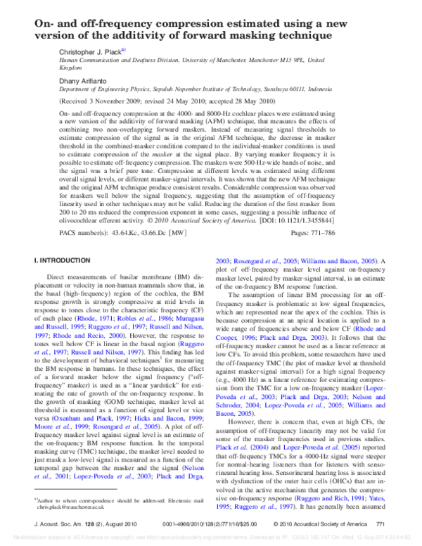 (PDF) On and off-frequency compression estimated using a new version of ...