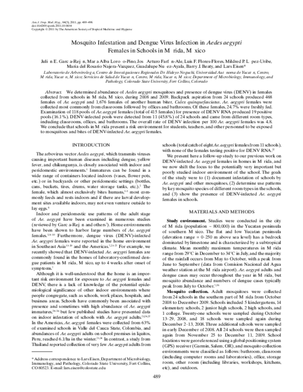 (PDF) Mosquito Infestation and Dengue Virus Infection in Aedes aegypti ...