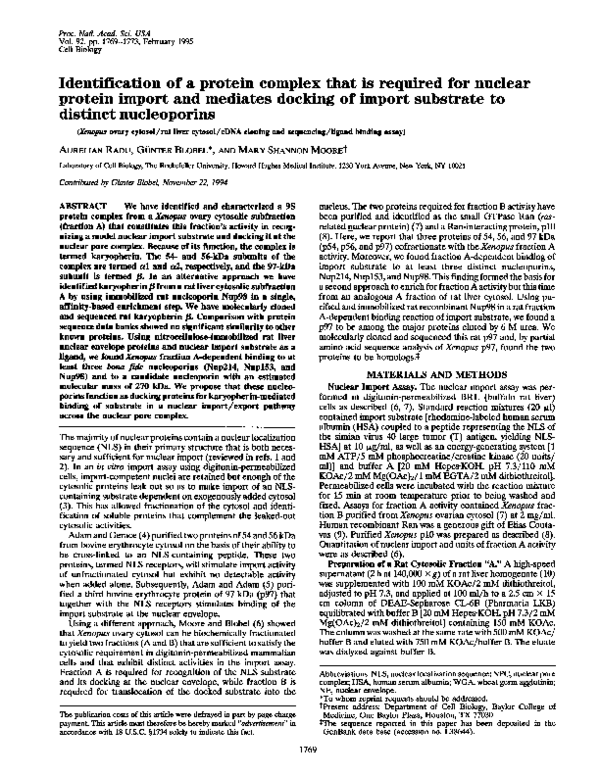 (PDF) Identification of a Protein Complex that is Required for Nuclear ...