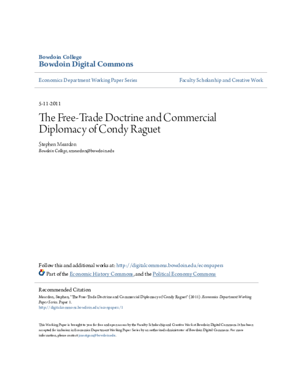 (PDF) The Free-Trade Doctrine and Commercial Diplomacy of Condy Raguet