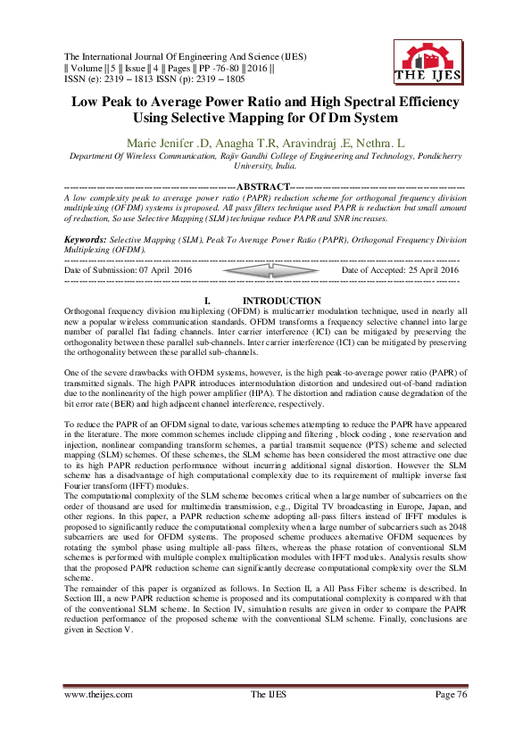 (PDF) Low Peak to Average Power Ratio and High Spectral Efficiency ...