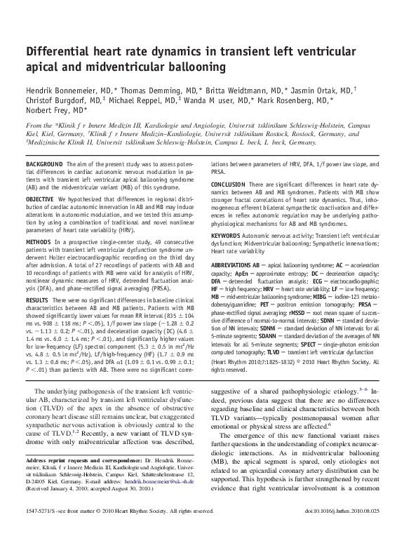 (PDF) Differential heart rate dynamics in transient left ventricular ...