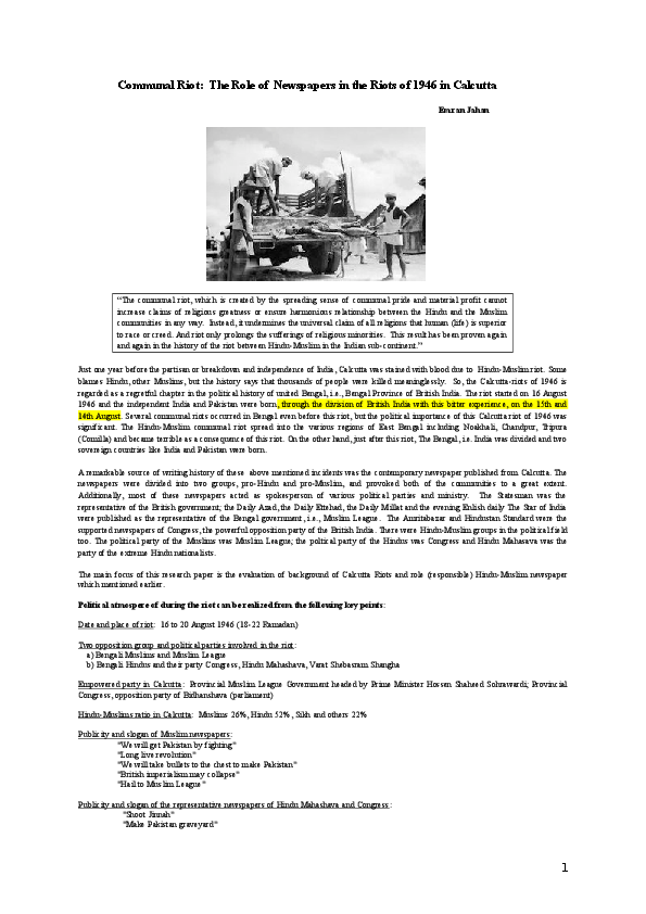 Reasons for communal violence image