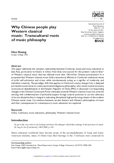 (PDF) Why Chinese people play Western classical music: Transcultural ...