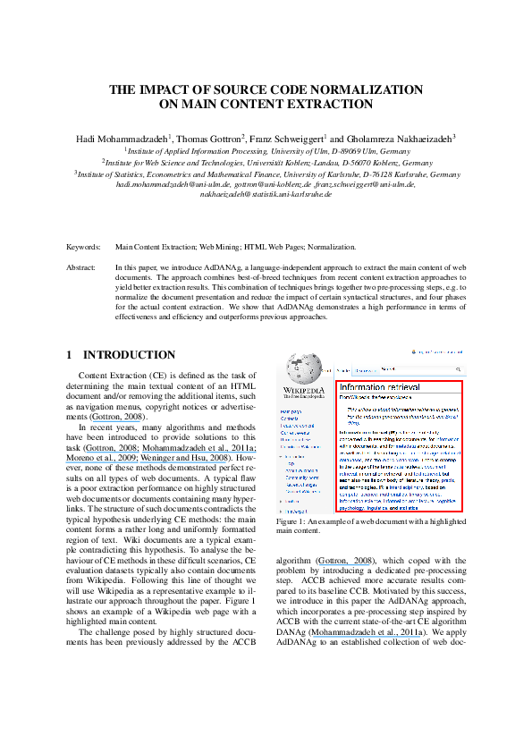 (PDF) The Impact of Source Code Normalization on Main Content