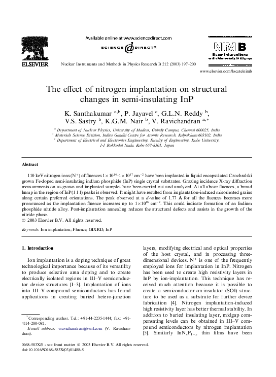 (PDF) The effect of nitrogen implantation on structural changes in semi ...