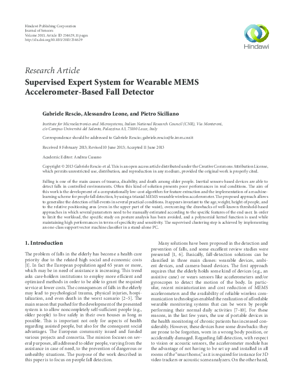 (PDF) Supervised Expert System for Wearable MEMS AccelerometerBased