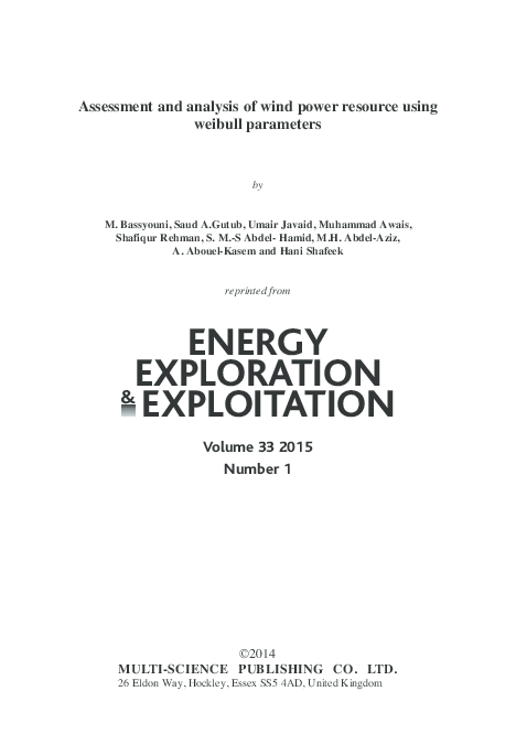 (PDF) Assessment and analysis of wind power resource using weibull ...