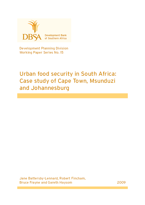 (PDF) Urban food security in South Africa: case study of Cape Town ...
