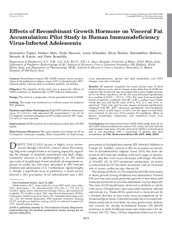 (PDF) Effects of Recombinant Growth Hormone on Visceral Fat ...