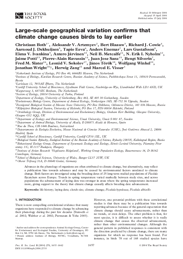 (PDF) Largescale geographical variation confirms that climate change