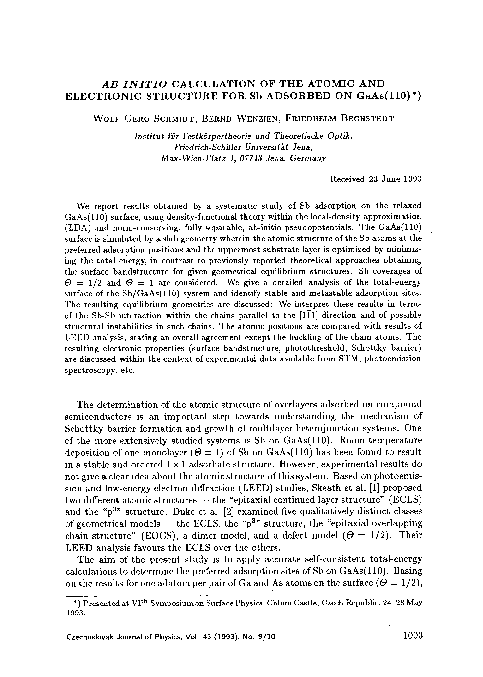 (PDF) AB initio calculation of the atomic and electronic structure for ...
