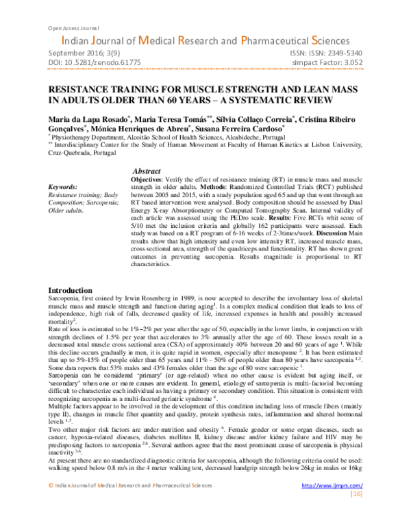 (PDF) RESISTANCE TRAINING FOR MUSCLE STRENGTH AND LEAN MASS IN ADULTS