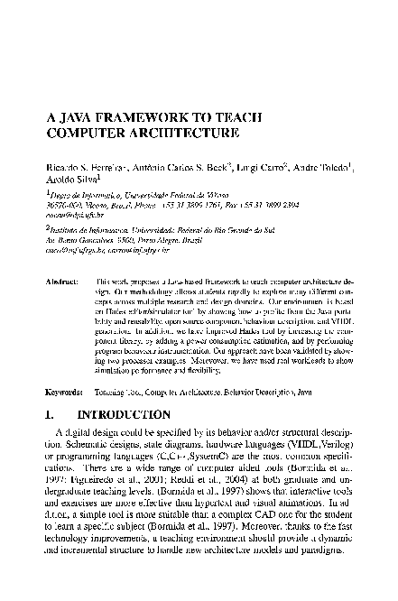 (PDF) A Java Framework to Teach Computer Architecture