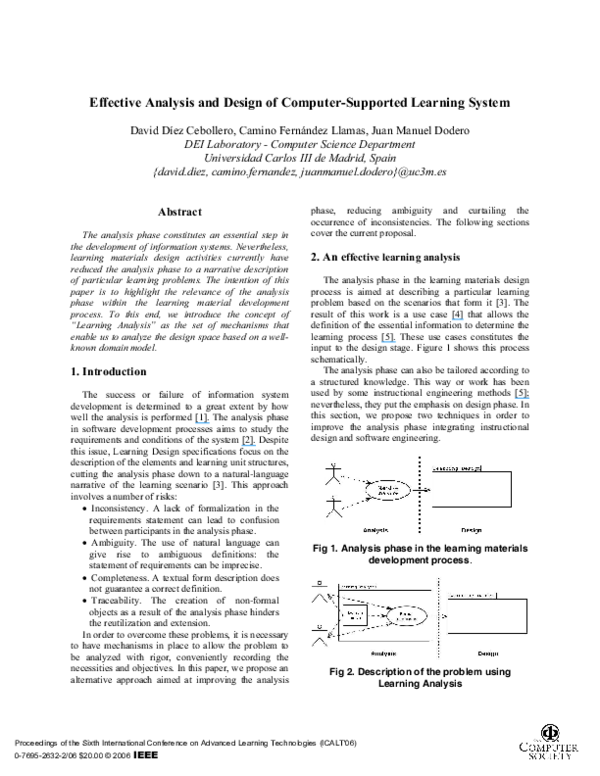 (PDF) Effective Analysis and Design of Computer-Supported Learning System
