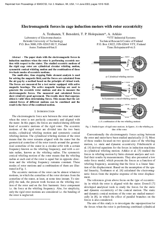 (PDF) Electromagnetic forces in cage induction motors with rotor ...