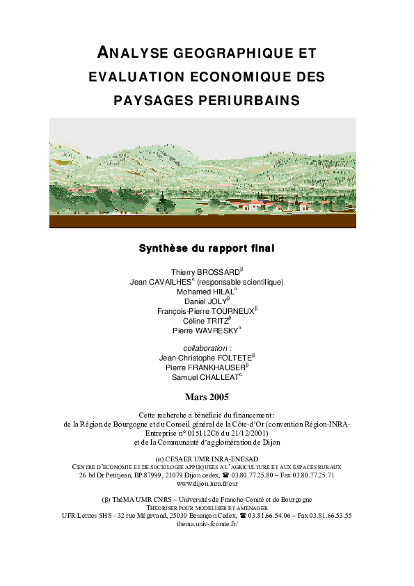 (PDF) Analyse géographique et évaluation économique des paysages ...