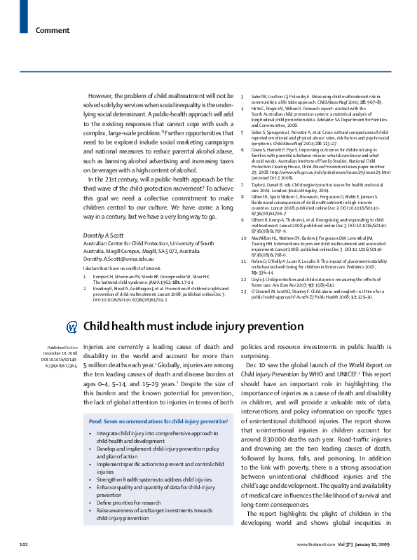 (PDF) Child health must include injury prevention