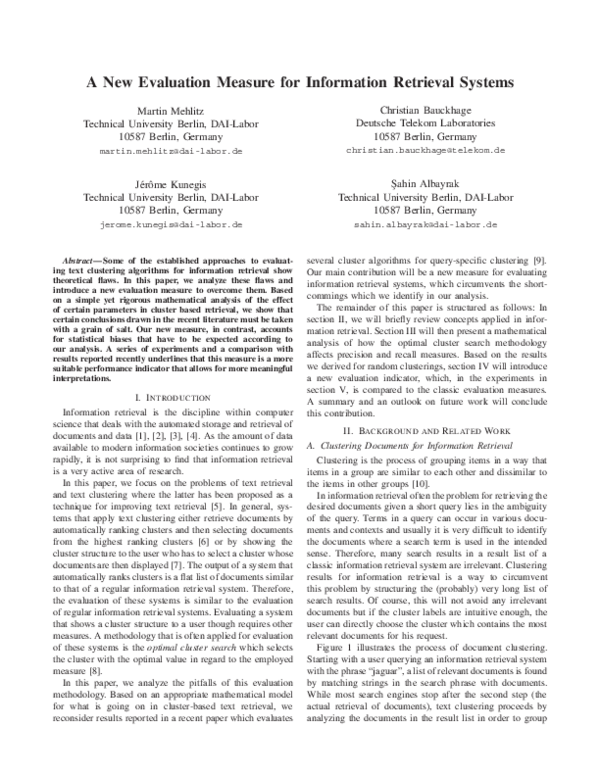 (PDF) A new evaluation measure for information retrieval systems