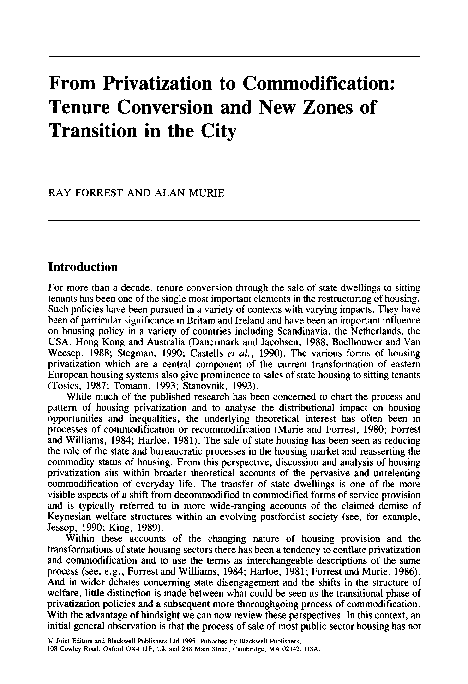 (PDF) From Privatization to Commodification: Tenure Conversion and New ...