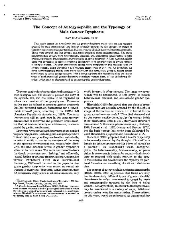 (PDF) The Concept of Autogynephilia and the Typology of Male Gender ...
