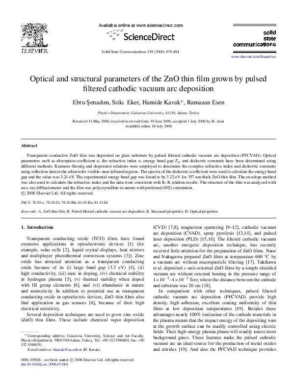 (PDF) Optical and structural parameters of the ZnO thin film grown by ...