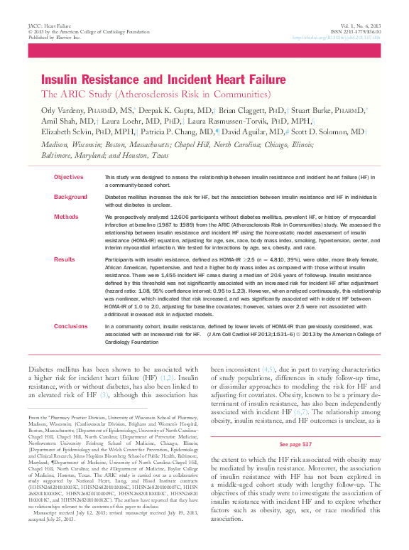 (PDF) Insulin Resistance and Incident Heart Failure