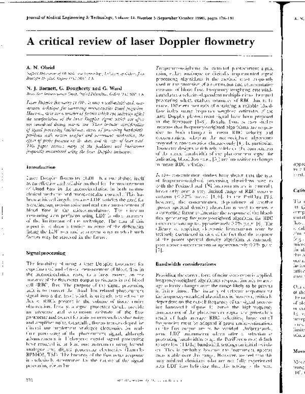 (PDF) A critical review of laser Doppler flowmetry