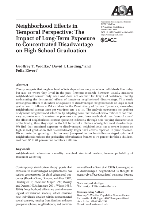 (PDF) Neighborhood Effects in Temporal Perspective: The Impact of Long ...