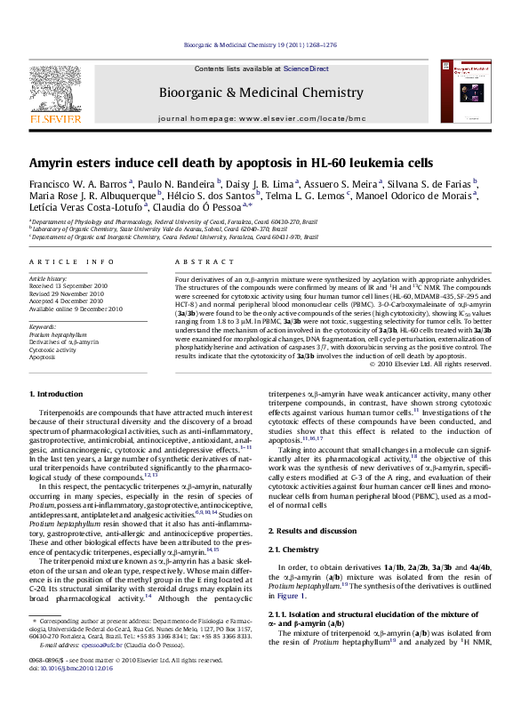 (PDF) Amyrin esters induce cell death by apoptosis in HL60 leukemia cells