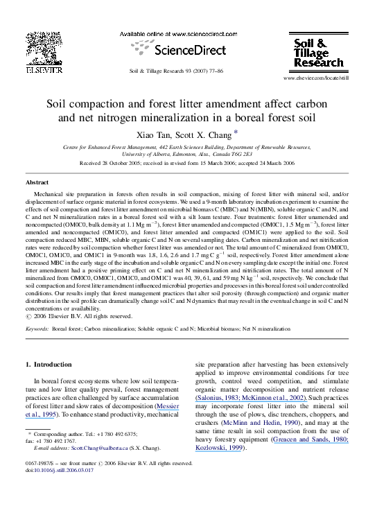 (PDF) Soil compaction and forest litter amendment affect carbon and net