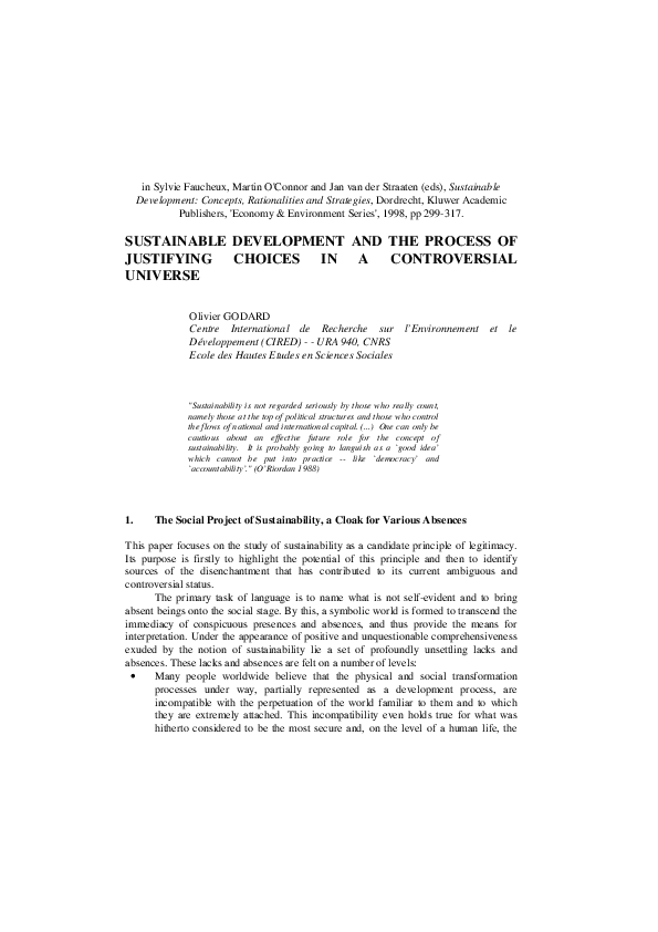(PDF) Sustainable Development and the Process of Justifying Choices in ...