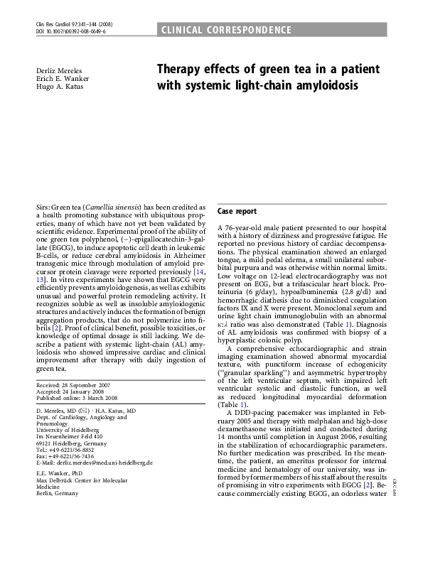 (PDF) Therapy effects of green tea in a patient with systemic light