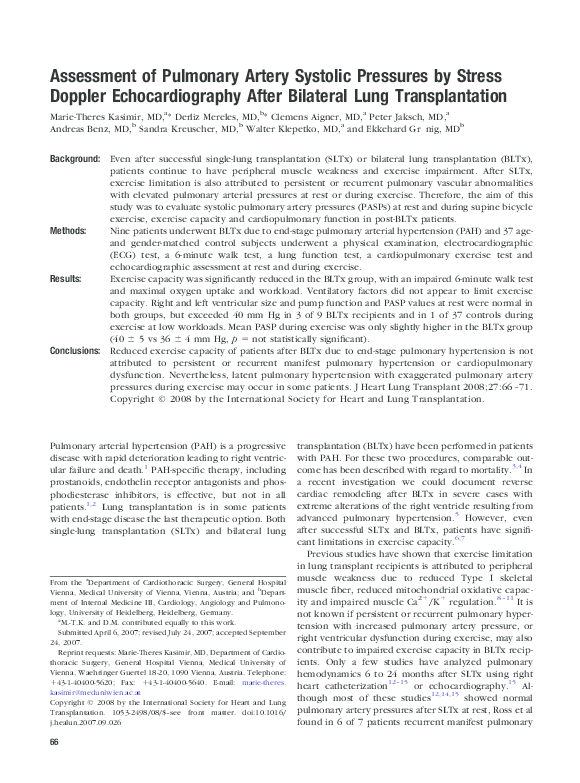 (PDF) Assessment of Pulmonary Artery Systolic Pressures by Stress ...