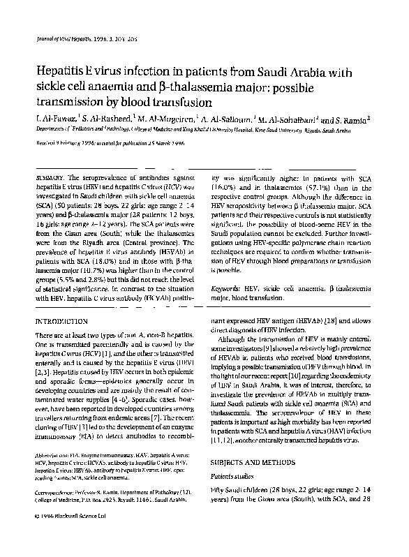 (PDF) Hepatitis E virus infection in patients from Saudi Arabia with ...