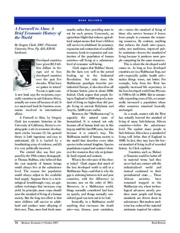 (PDF) A Farewell to Alms A Brief Economic History of the World