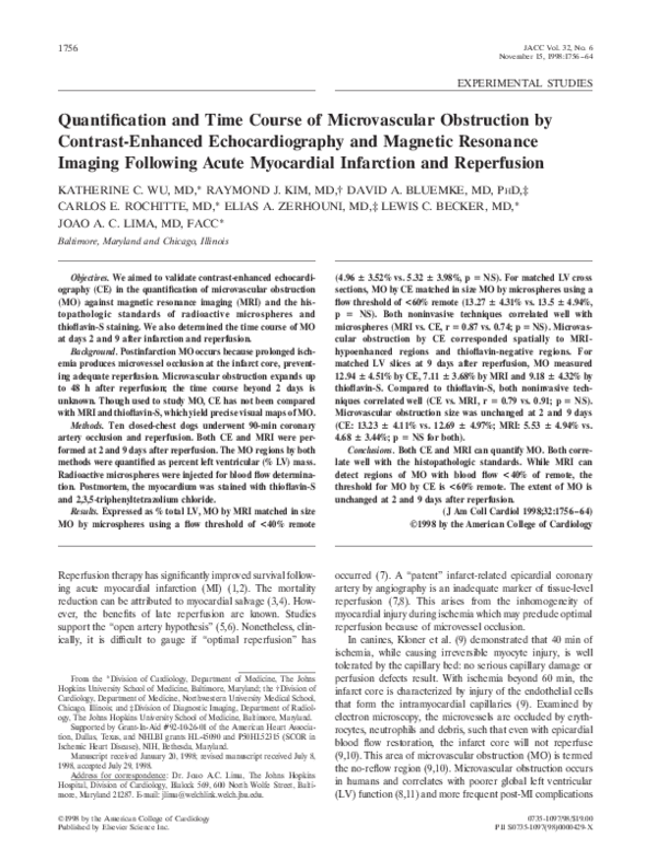 (PDF) Quantification and Time Course of Microvascular Obstruction by ...
