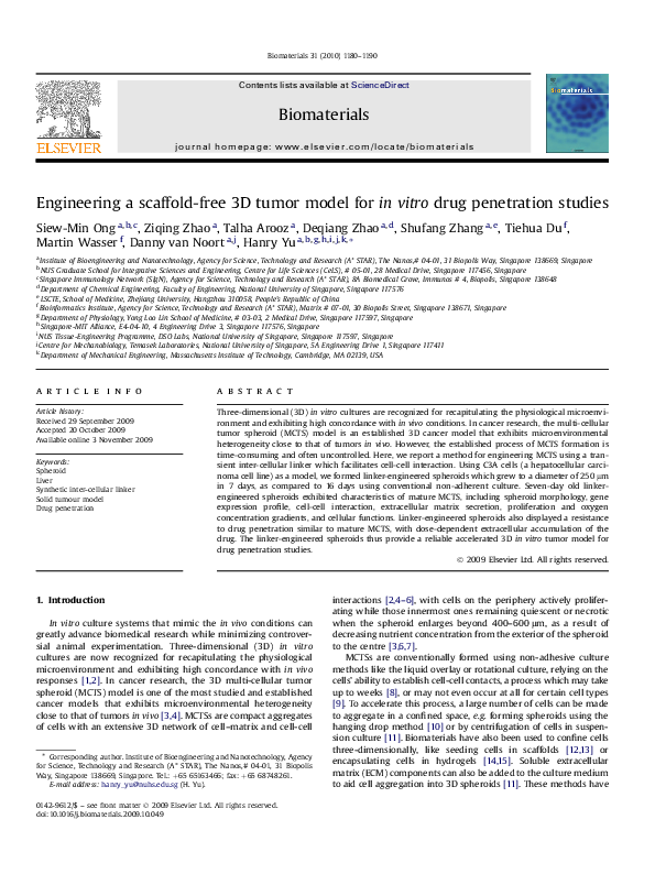 (PDF) Engineering a scaffold-free 3D tumor model for in vitro drug ...