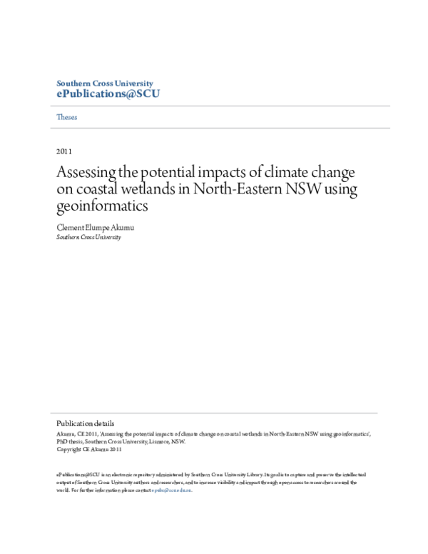 (PDF) Assessing the potential impacts of climate change on coastal ...